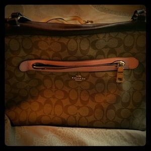 Coach Print Purse with pink stripes